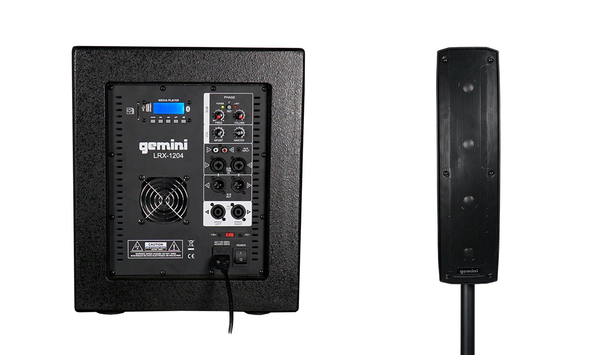 Gemini LRX-1204 Portable Line Array Speaker With 12 inch Subwoofer