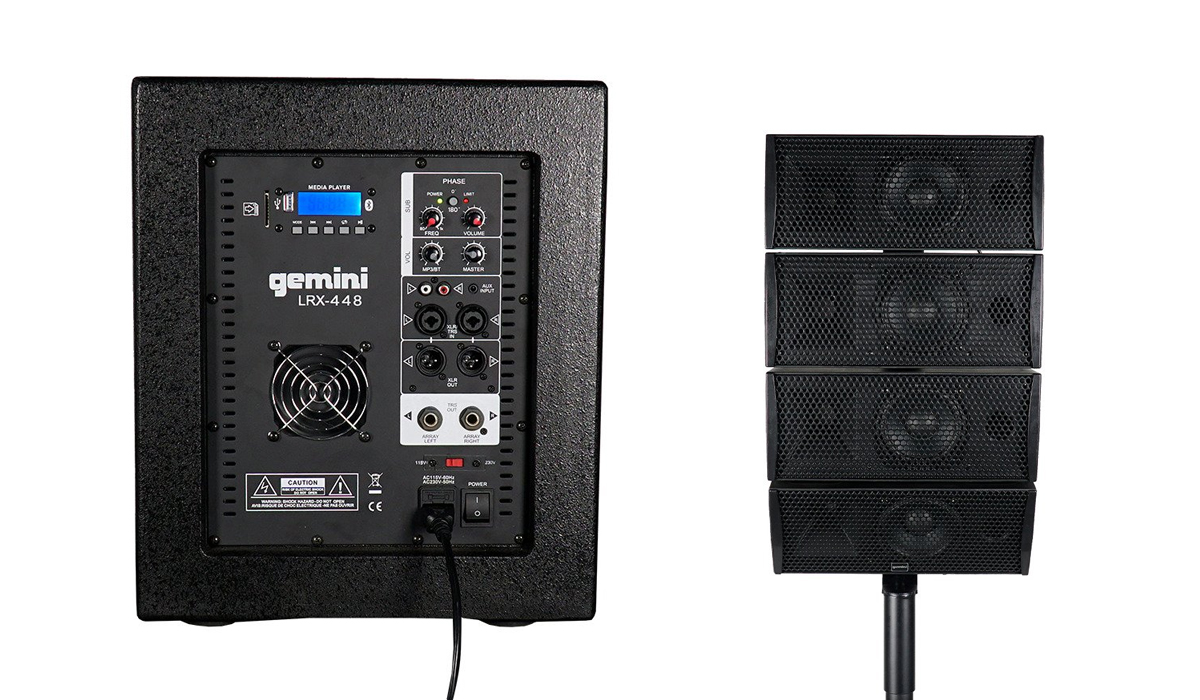 Gemini LRX-448 Portable Line Array Speaker With 12 inch Subwoofer