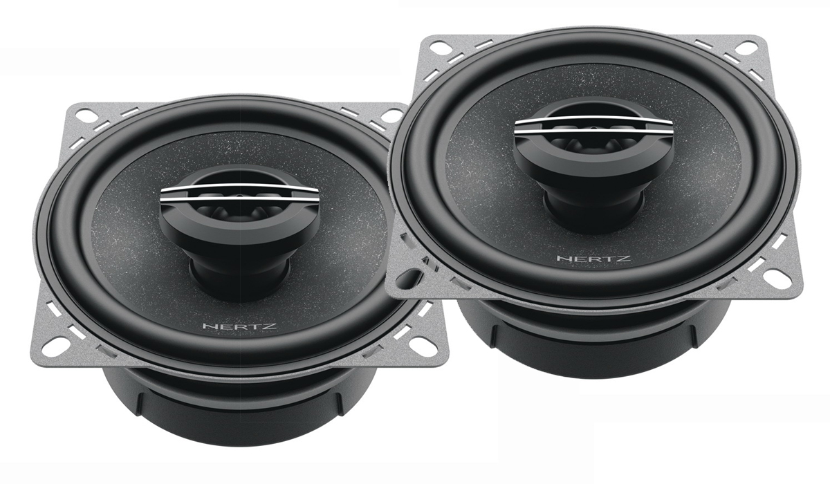 Hertz CX 100 4 inch Cento Series 4 inch 40W RMS (120W Peak Power) 4-ohm Impedance 2-Way Coaxial Speakers