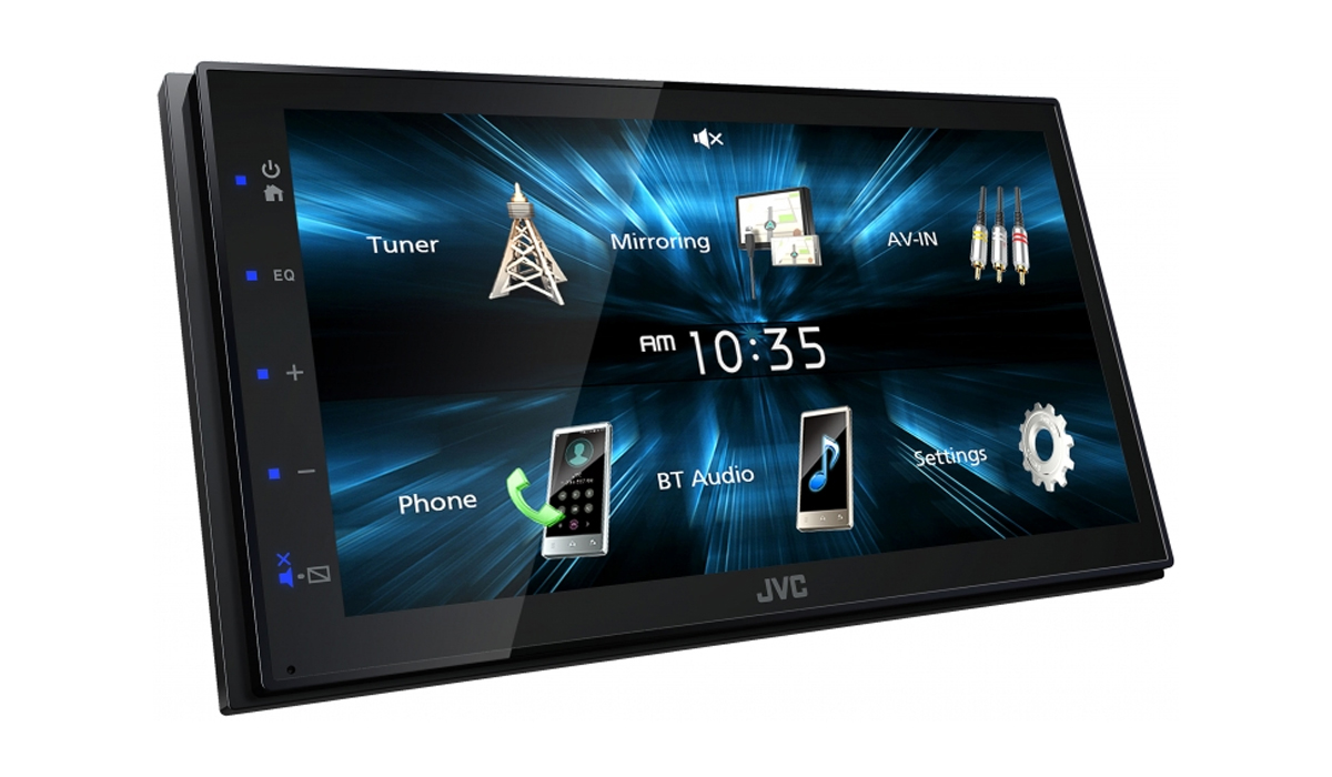 JVC KW-M150BT 2-DIN 6.8 inch Digital Media Receiver featuring WVGA Capacitive Monitor, USB Mirroring for Android Phones, Bluetooth, 13-Band EQ, Shallow Chassis