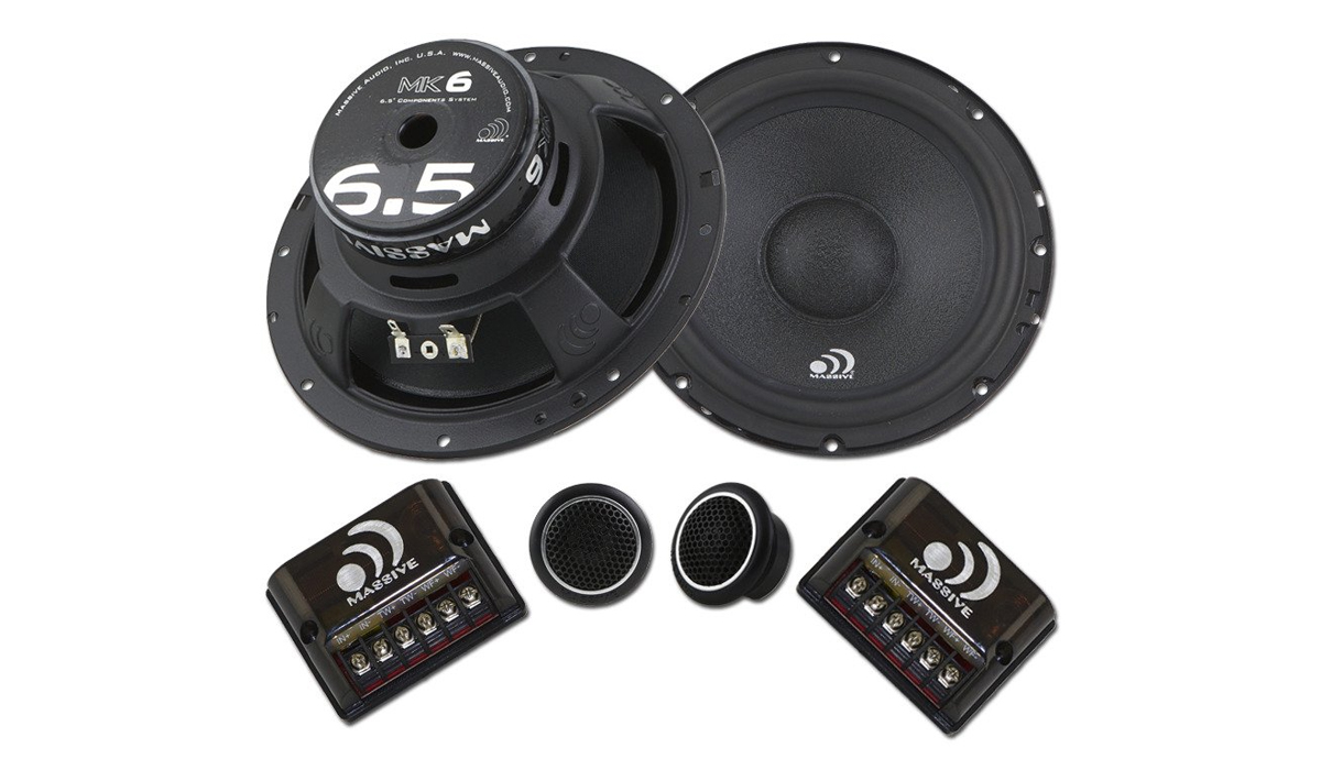 Massive Audio MK6 MK Series 6.5 inch 2-way, 300 Watts Power Component Car Speakers with 25 mm Silk Dome Tweeter