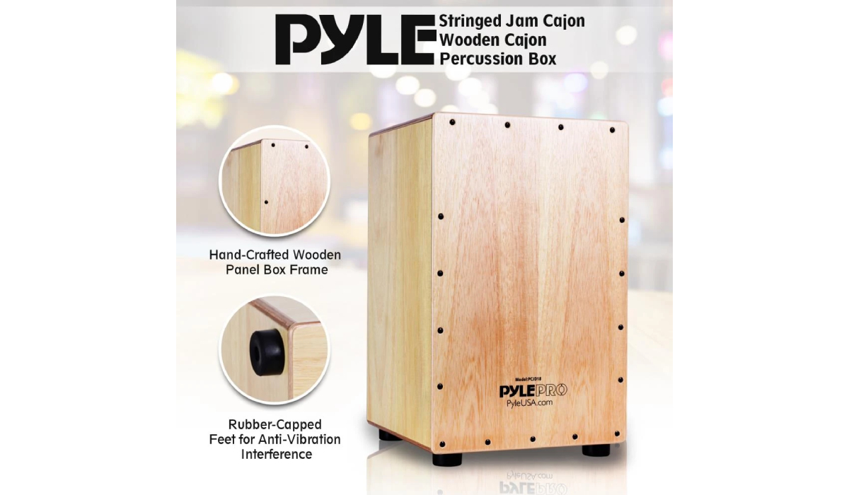  Pyle PCJD18 Wooden Cajon Percussion Box