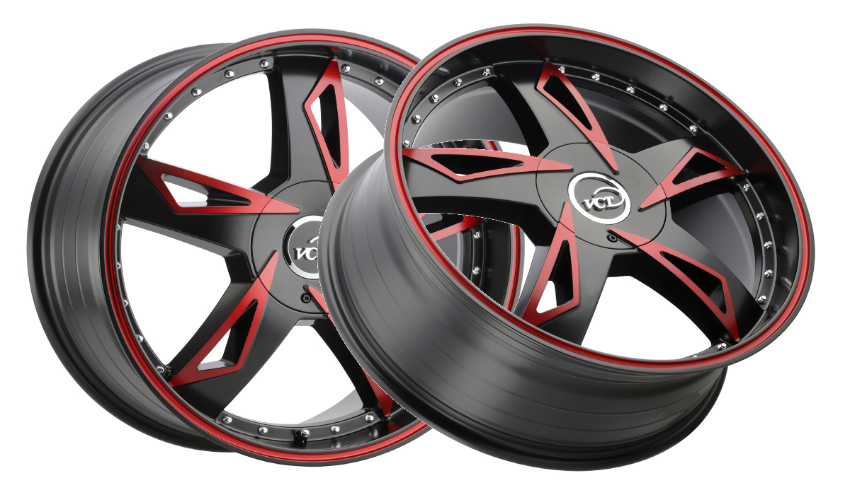 VCT Wheels V84 Satin Black Machined Red